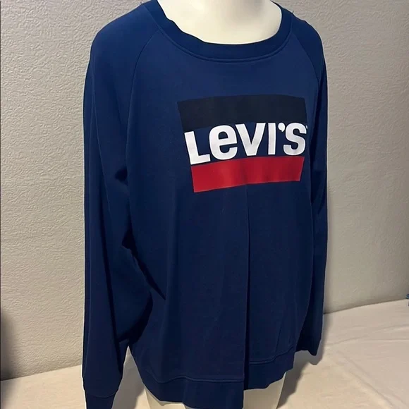 Levi's Blue Crew Neck Sweatshirt with Logo - Picture 3 of 5
